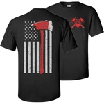 Firefighter American Flag T-shirt, Thin Line Axe Graphic, Patriotic Dep. Fixed Price $20.89.