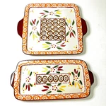 Set Of 2 Small Temptations Brown & Orange Old World Trays. Fixed Price $18.50.