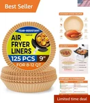 Eco-friendly 9" Round Disposable Parchment Paper Liners For Air Fryer 125 Pcs. Fixed Price $20.99.