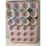 The Bakers Table 3/4 Inch 24 Cup Mini Muffin Pan Pink Spec. Durable Non-stick. Fixed Price $16.00.