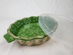 Temp-tations Old World Green Basketweave 9" Pie Plate Handles W/lid Temptations. Fixed Price $32.97.