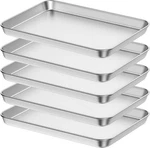 Baking Sheet Set Of 5, Bastwe 18 Commercial Piece X Inch, Silver. Fixed Price $64.88.