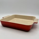 Creuset Cerise Red Ombre 9 Square Baking Dish Stoneware Nwt Oven Table. Fixed Price $56.87.