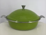 Rare Large Green Oval Enamel Roasting Pan Fiestaware Cookware 16X13. Fixed Price $75.00.