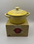 Creuset Mini Round Cocotte Discontinued Soleil Color Nib. Fixed Price $35.00.