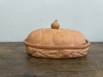 Boston Warehouse Williams Sonoma Clay Terra Cotta Orange Lidded Roaster Baker. Fixed Price $20.00.