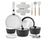 Nutrichef 18-PIECE Nonstick Ceramic Cookware Set W/detachable Handles & Utensils. Fixed Price $89.99.