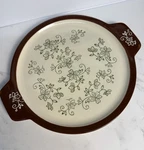 Temp-tations Ovenware By Tara Round Serving Plate Old World Green Floral Lace. Fixed Price $30.00.