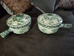 2 Temp-tations Tara Old World Lidded Ovenware Handled Bakers Soup Crocks 15OZ. Fixed Price $22.00.