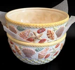 (405) Set Of 2 Temptations Coastal Summer Shells By Tara 3 Qt Mixing Bowls *mint. Fixed Price $40.00.