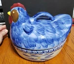 Temptations By Tara Figural Old World Blue Hen 1.5 Qt. #PPP-SQ-792166. Fixed Price $35.00.