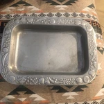 Vtg,wilton Co Pewter Rectangle Fruit Design Baking Dish,cake Pan ,14.25" X 10.5". Fixed Price $25.00.