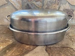 Vintage Lifetime Usa Xl 18 Oval Oven Roaster Pan Stainless Steel W/ Domed Lid. Fixed Price $135.00.
