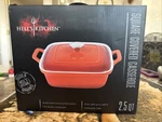 Hells Kitchen White Ceramic Bakeware Square Covered Casserole Cooking Dish. Fixed Price $39.99.