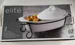 Gibson Elite Dining Oval Stoneware Bakeware With Lid And Metal Rack 2 Pieces Ok. Fixed Price $18.99.