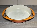 Creuset Tarte Tatin Cast Iron Dish With Side Handles Orange 10". Fixed Price $45.00.