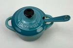 Creuset Turquoise Stoneware Condiment Pot With Spoon 3 Oz Excellent Condition. Fixed Price $29.74.