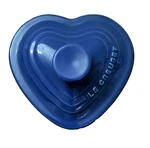 Le Creuset Heart Ramekin With Lid Mini Cocotte 8 Oz Stoneware Colbalt Blue Euc. Fixed Price $26.99.