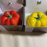 Staub Paprika Shaped Cocotte Set Of 2 Yellow Red Mini Pot W/box New. Fixed Price $142.85.