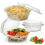 Glass Casserole Cover Bakeware Set Bowls Dish 3-PC Moss & Stone. Fixed Price $43.56.
