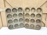 Ovenex Muffin Pan Lot Waffle Weave X120 & Sunburst N-120-17 Vintage Metal. Fixed Price $22.44.