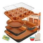Barlket Baking Pans Set 6-PIECES, Non Sheet: 14.4X9.6 Inch Outer, Gold. Fixed Price $41.58.