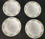 Lot Of 4 Anchor Hocking Springwood Dessert Fruit Bowl #1073 Green White Usa. Fixed Price $25.00.