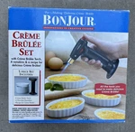 Creme Brulee 5-PC Set Torch 4 Porcelain Ramekins Bowls (new) 2003. Fixed Price $25.00.