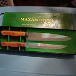Vintage Maxam Steel Kitchen Delite Knife Set Carving Chefs Meat Wood Handle. Fixed Price $19.95.