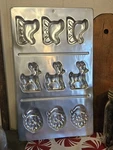 Vintage 1986 Wilton Candy Cookie Mold Aluminum Sleigh Santa Reindeer #2306-111. Fixed Price $6.89.