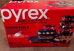 Pyrex Bake & Store It! Essentials 19-PIECE Glass Storage Set Snap Lid. Fixed Price $47.50.