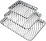 Wildone Baking Sheet With Set (3 Pans + Racks), 16 /12 /9 Inch, Silver. Fixed Price $44.33.
