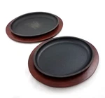 Set Of 2 Browne Halco Cast Iron Oval Fry Skillets 10 Inch Underliner Wood Trays. Fixed Price $17.95.