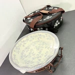 Temptations Tara Floral Black Lace Pie Dish Set Lid Trivet Insulated Carrier. Fixed Price $38.50.