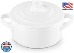 Le Creuset White Stoneware Mini Round Cocotte 8 Oz With Lid. Fixed Price $36.99.