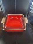 Creuset Heritage Square Casserole Dish 9" Baking With Lid. Fixed Price $110.00.