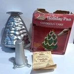 Vtg Wilton Candlelit Cake Christmas Pan Holiday Tree Kit Mold Bake Set 1973. Fixed Price $44.99.