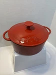 Fiesta Enameled Cast Iron Dutch Oven With Lid Scarlet Red Round Casserole Pot. Fixed Price $34.99.