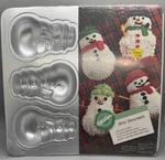 Vintage 1992 Wilton 6 Mini Winter Holiday Snowmen Aluminum Cake Pan 2105-472 New. Fixed Price $15.58.