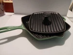 Creuset Signature Enameled Cast Iron Square Grill & Panini Press. Fixed Price $115.00.