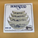 Pyrex Homestead 4-PC Mixing Bowl Set 400-48 Sealed Box Nos Very Nice. Fixed Price $339.99.
