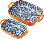 Oncci Ceramic Baking Dish Set, 2-PIECE Hand-painted Porcelain Rectangular. Fixed Price $55.86.