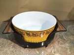 Vtg Nordic Ware La Soufflee Casserole Dish & Holder 43320 Harvest Gold. Fixed Price $24.00.