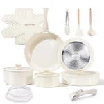 Ceramic Cookware Set Toxic With Detachable Handles, Healthy Nonstick Pans.... Fixed Price $146.45.
