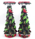 Temp-tations Pillar Holders, Set Of 2, Resin,trees, Cardinal,candle Stick T49507. Fixed Price $16.95.