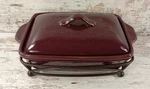 Tastefully Simple Dip Crock Bowl/ Lid Metal Stand Purple Buffet Serving Dish. Fixed Price $11.96.
