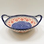 Boleslawiec Zaklady Polish Pottery Red Maple Leaf Bowl Handles 14 , Large Rare. Fixed Price $133.17.